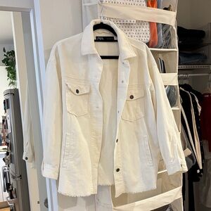 ZARA Off-White Corduroy Shacket Jacket